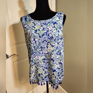 Floral Sleeveless Top with Tassels